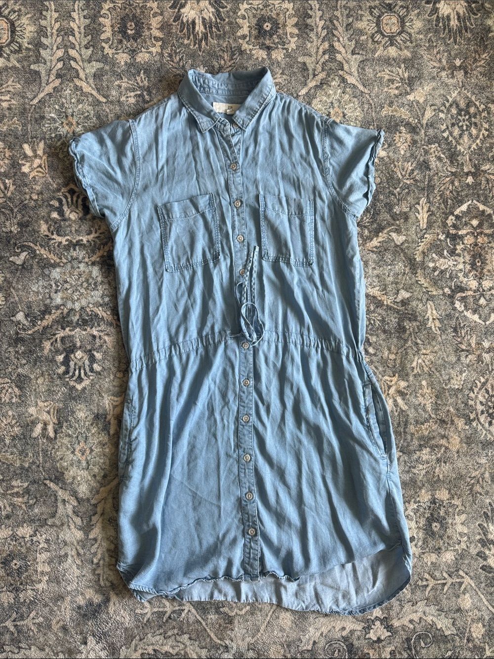Thread & Supply Light Blue Casual Button-Down Shirt Dress